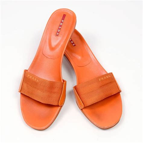 prada slip orange|prada shoes.